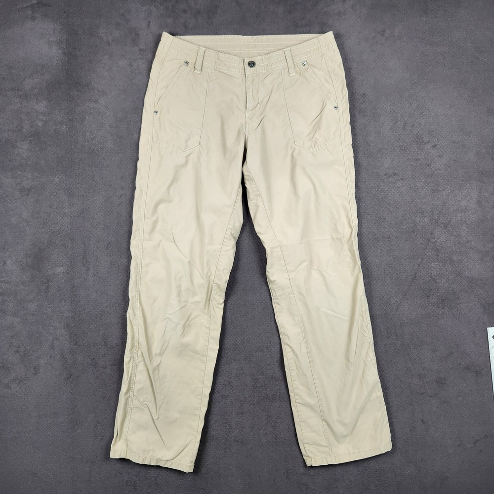 KUHL Kendra Pants Womens 12 Regular Khaki Tan Straight Leg Lightweight Hiking